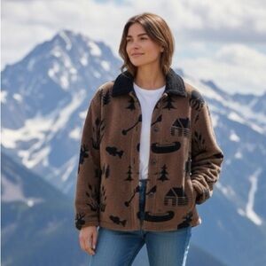 🧥 OUTBROOK Coat Jacket Fleece Lodge Western  Winter Women’s Size L.